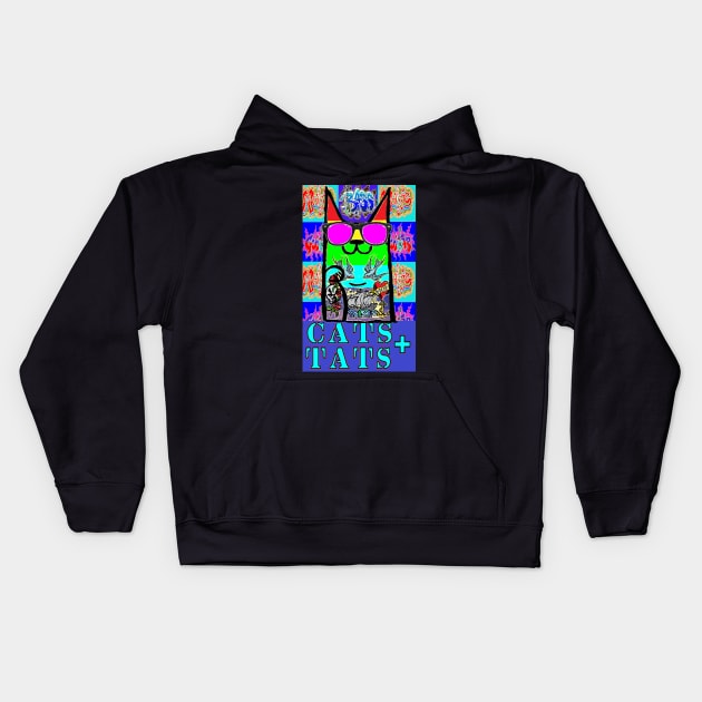 Cats and tats Rainbow 1 Kids Hoodie by LowEndGraphics